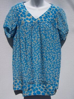 Chloe Dao 100% silk cerulean blue tunic dress pool beach coverup women’s medium